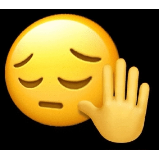 Figurinha: Emoji triste com mão de pare