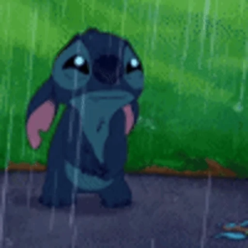 Figurinha: Stitch Triste na Chuva