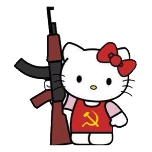 Figurinha: Hello Kitty Comunista com Arma