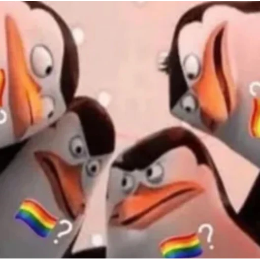 Figurinha: Pinguins questionando