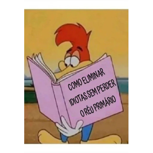 Sticker: Woody Woodpecker reading manual