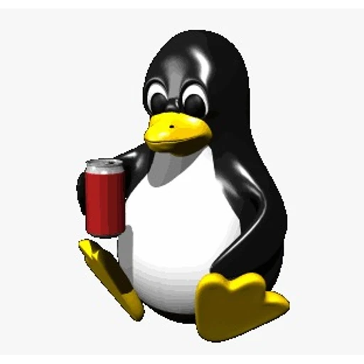Figurinha: Pinguim do Linux com refrigerante
