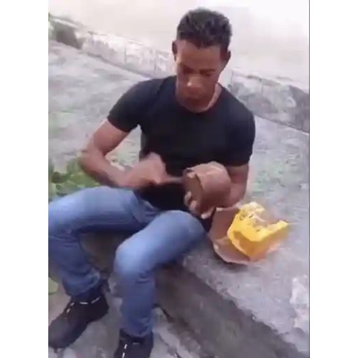 Sticker: Man eating a burger