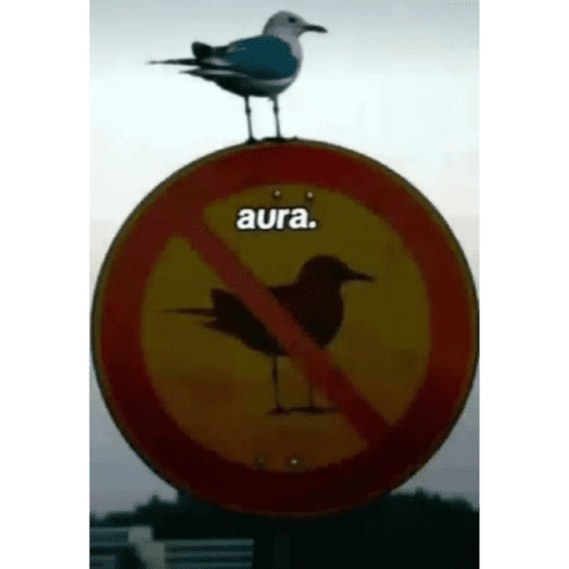 Figurinha: Ave no sinal de "proibido"