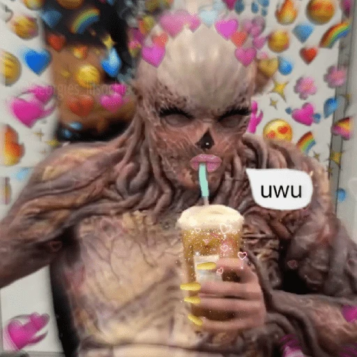 Figurinha: Monstro Bebendo "uwu"