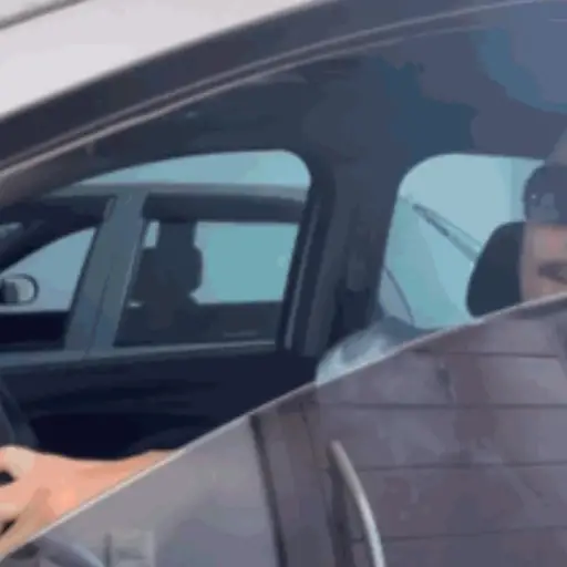Figurinha: Homem dança no carro com vestido