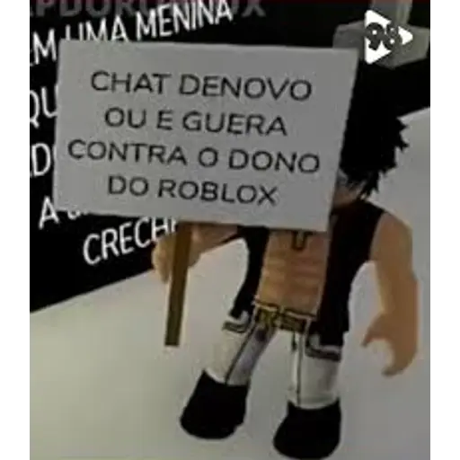 Figurinha: Chat de novo ou guerra contra o Roblox