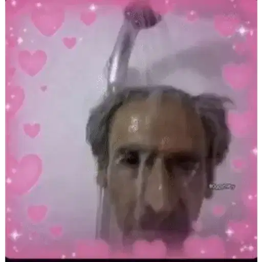 Figurinha: Homem no chuveiro com corações