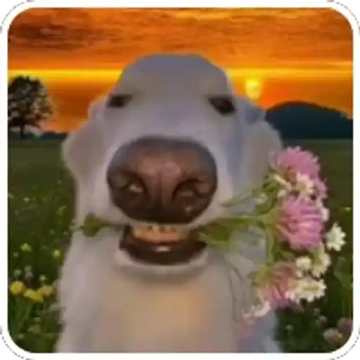 Figurinha: Cachorro com flores