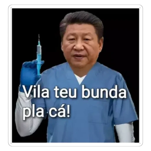 Figurinha: Xi Jinping vacina