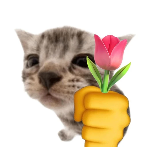 Sticker: Kitten with flower