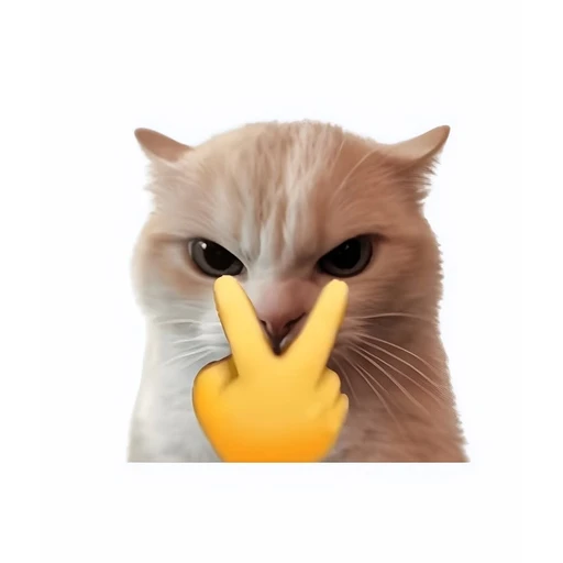 Figurinha: Gato bravo com sinal de paz