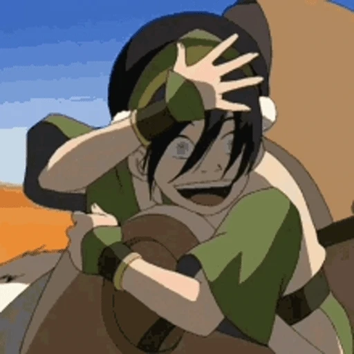 Figurinha: Toph Beifong rindo