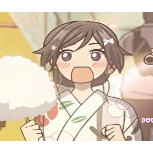 Figurinha: Anime surpreso com algodão-doce