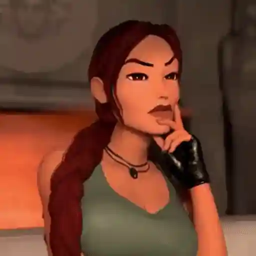 Sticker: Lara Croft pensativa