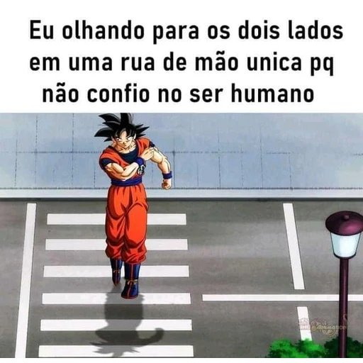 Figurinha: Goku atravessando a rua