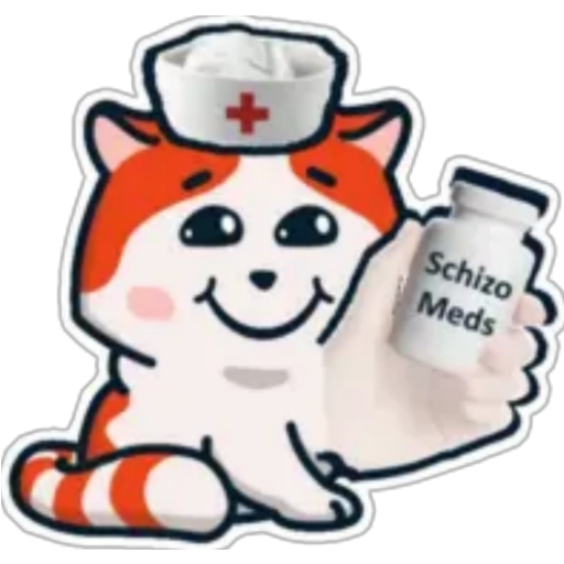 Sticker: Gato Enfermero Schizo Meds