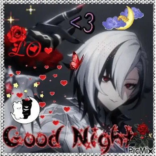 Figurinha: Animação Good Night com Corações