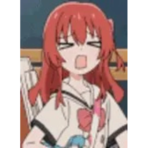 Figurinha: Garota de anime com expressão chocada