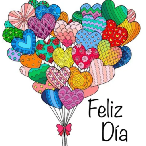 Figurinha: Feliz Dia Corações Coloridos