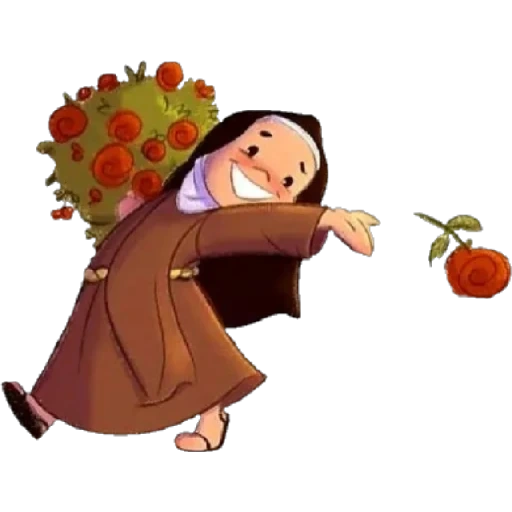 Figurinha: Freira jogando fruta