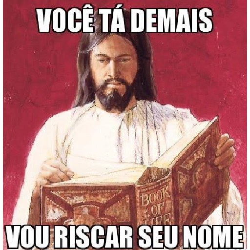 Figurinha: Jesus riscando nome