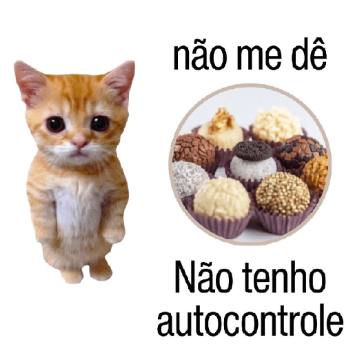 Figurinha: Gatinho e brigadeiros