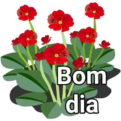Figurinha: Bom dia flores vermelhas