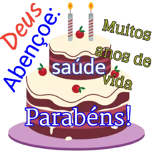 Figurinha: Parabéns saúde e vida Deus Abençoe