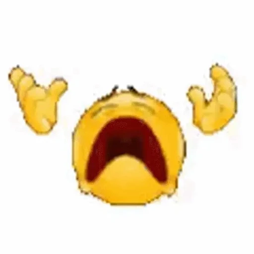 Figurinha: emoji chorando com as mãos pra cima