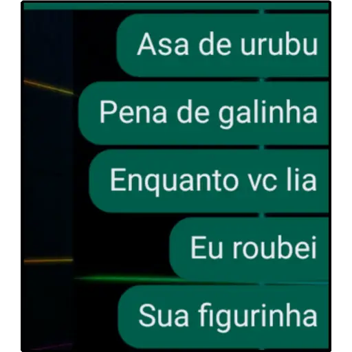 Figurinha: Asa de urubu, pena de galinha