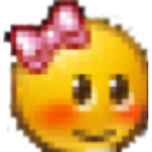 Figurinha: Rosto de emoji com laço cor-de-rosa