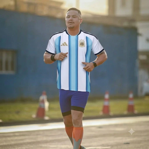 Figurinha: Homem vestindo camisa da Argentina