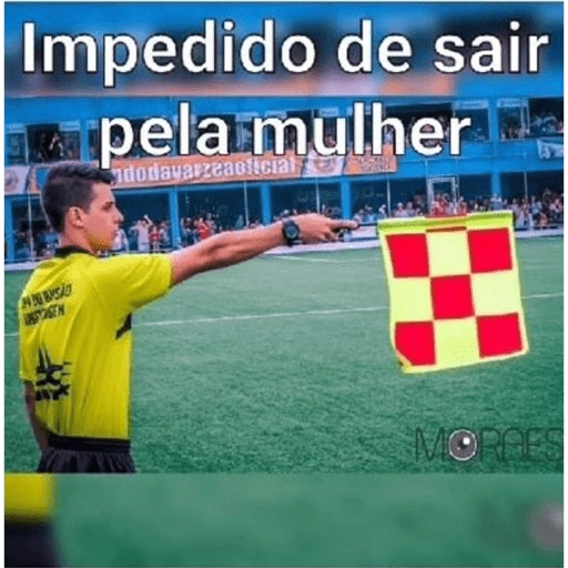 Figurinha: Impedido de sair pela mulher
