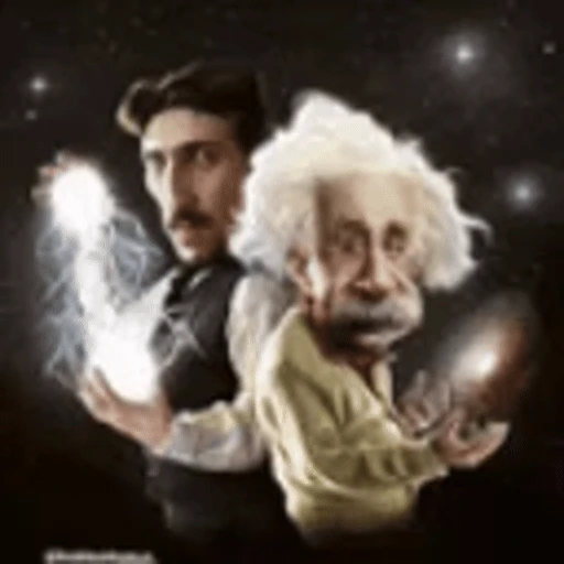 Figurinha: Tesla e Einstein