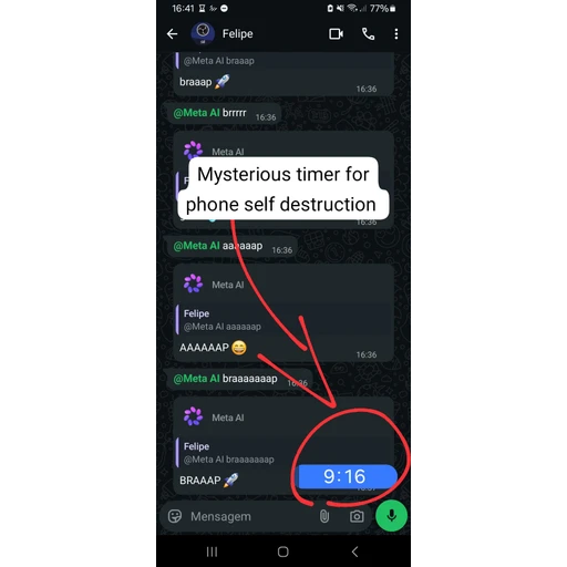 Figurinha: Temporizador misterioso no chat