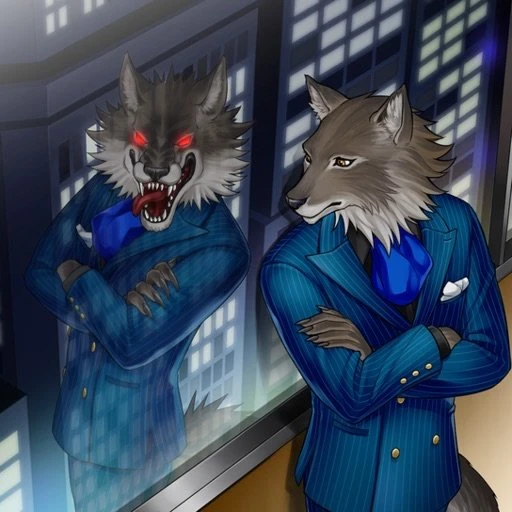 Sticker: Lobo de traje