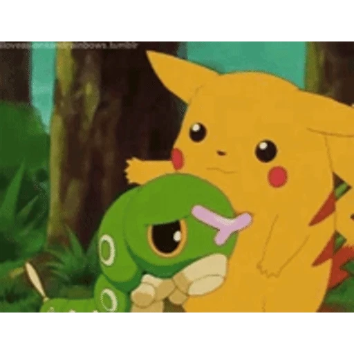 Sticker: Pikachu hugging Caterpie