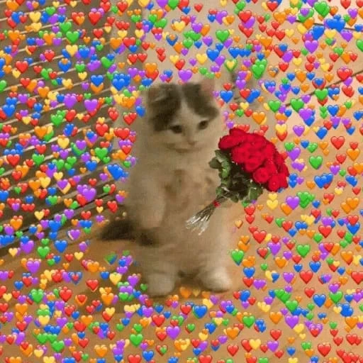Figurinha: Gatinho com flores