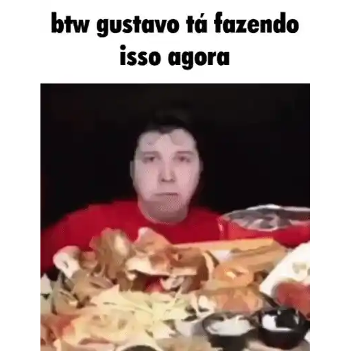 Figurinha: Gustavo comendo