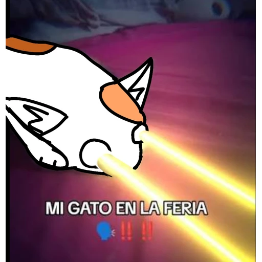 Figurinha: Gato com raios laser