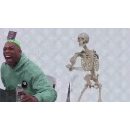 Figurinha: Will Smith rindo com esqueleto