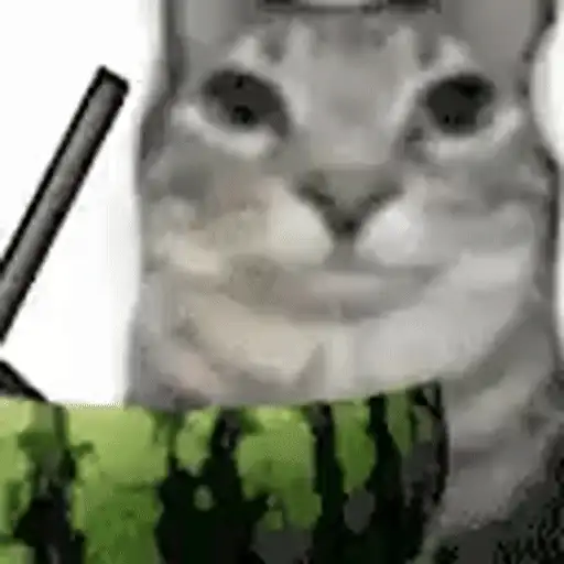 Figurinha: Gato tomando melancia