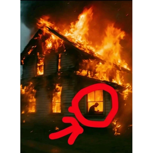 Sticker: Casa en Llamas