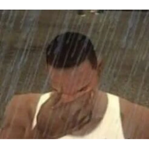 Sticker: CJ triste bajo la lluvia