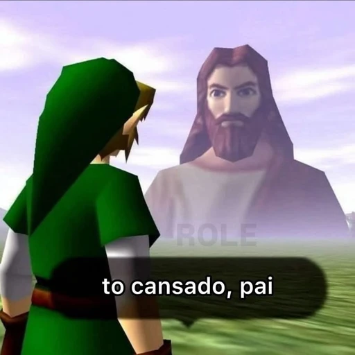 Figurinha: Link falando com Deus