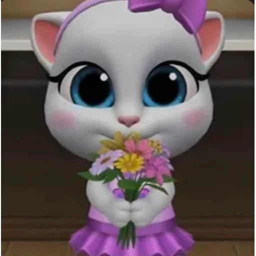 Figurinha: Angela com flores
