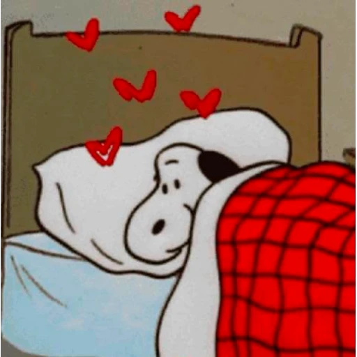 Figurinha: Snoopy apaixonado na cama
