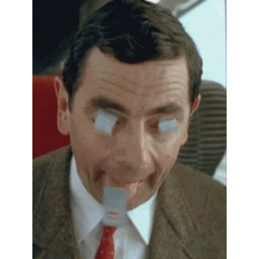 Figurinha: Sr. Bean tenta comer com os olhos