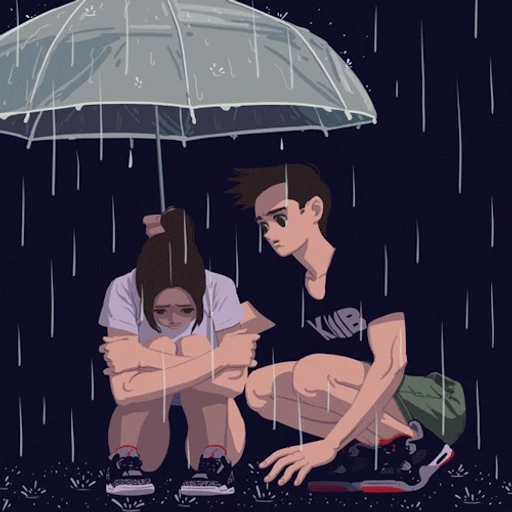 Sticker: Apoyo bajo la lluvia